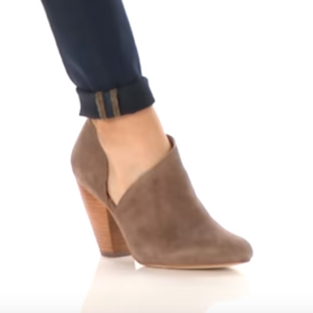 Corso Como Yonkers taupe suede bootie heel cutout